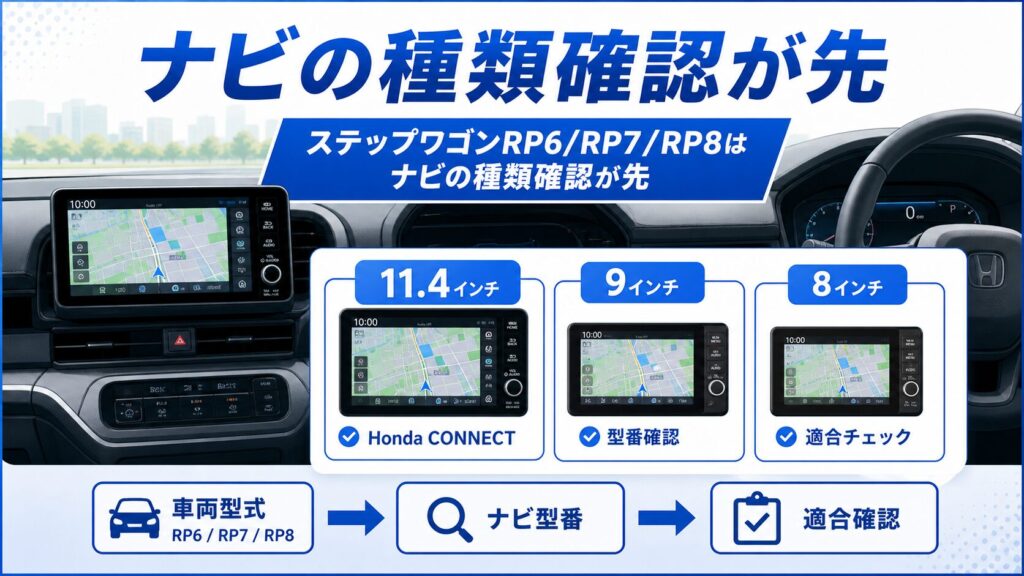ステップワゴンRP6/RP7/RP8はナビの種類確認が先